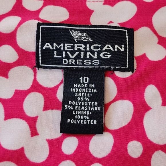 American Living Pink & White Polka-dot V-neck Ruched Cap Sleeve Dress Size 10 - Picture 8 of 9